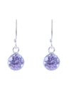 Pair of Round shape CZ Earring in 925 Silver Ear Wire (Light Purple)