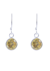 pair of Round shape Cz Earring in 925 Silver Ear Wire (Yellow)