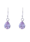 Pair of Pear shape Cz Earring in 925 Silver Ear Wire (Light Purple)