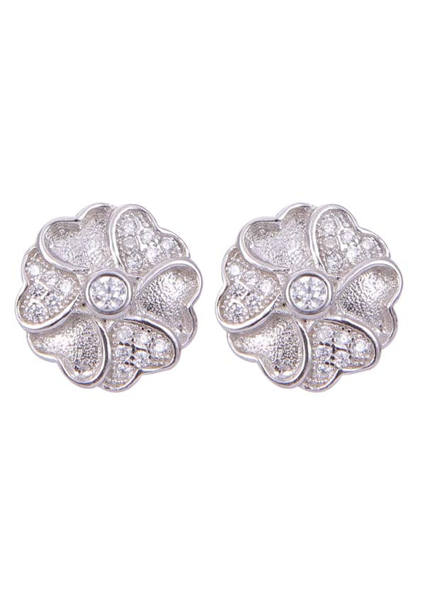 925 Sterling Silver Flower Shape Cubic Zircon Studs
