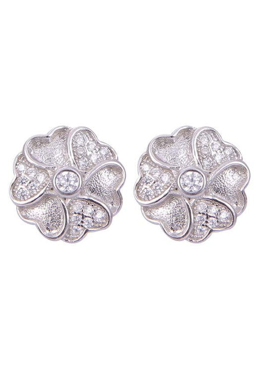 925 Sterling Silver Flower Shape Cubic Zircon Studs