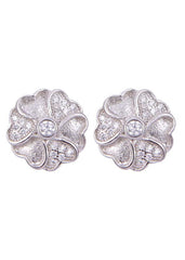 925 Sterling Silver Flower Shape Cubic Zircon Studs