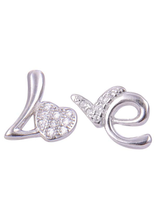 925 Sterling Silver Heart-Shaped Cubic Zirconia Studs Earrings