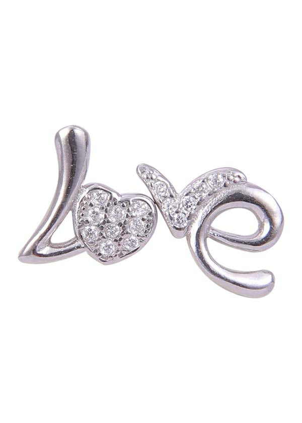925 Sterling Silver Heart-Shaped Cubic Zirconia Studs Earrings