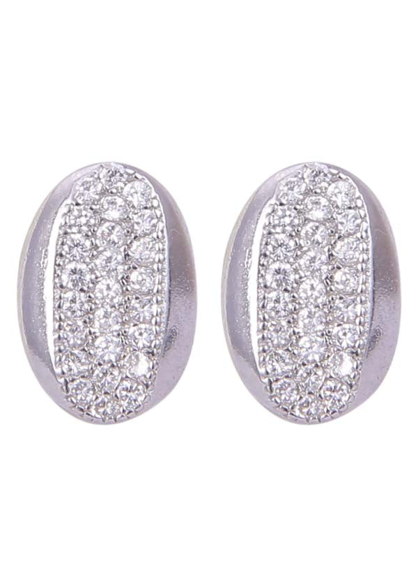 925 Sterling Silver Oval Shape Cubic Zircon Stud