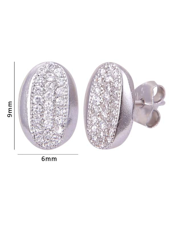 925 Sterling Silver Oval Shape Cubic Zircon Stud