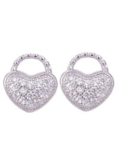 925 Sterling Silver Heart-Shaped Cubic Zirconia Studs Earrings