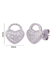 925 Sterling Silver Heart-Shaped Cubic Zirconia Studs Earrings