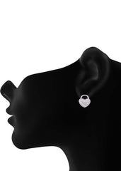 925 Sterling Silver Heart-Shaped Cubic Zirconia Studs Earrings