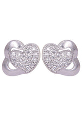 925 Sterling Silver Heart-Shaped Cubic Zirconia Studs Earrings