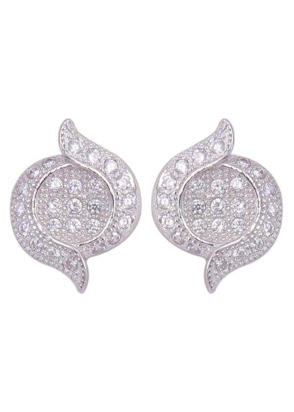 925 Sterling Silver Unique Pair of Cubic Zircon Stud