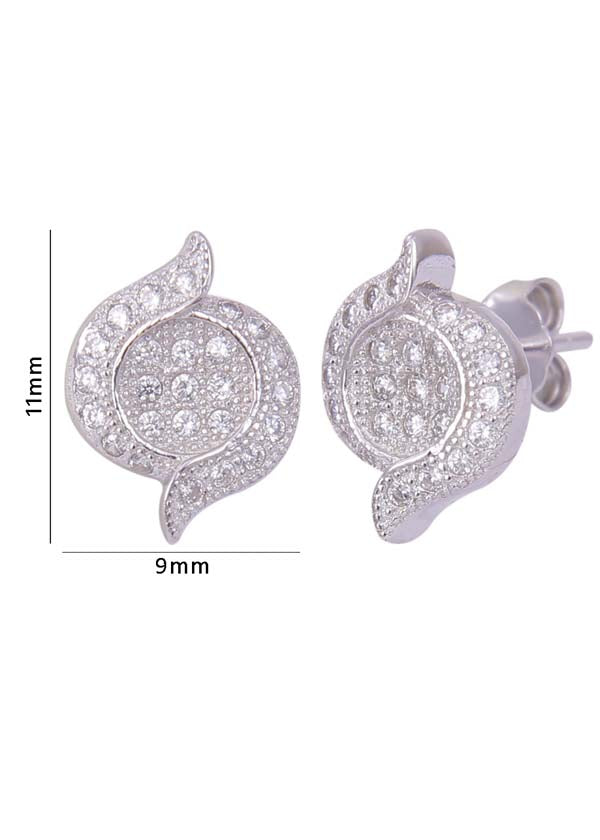 925 Sterling Silver Unique Pair of Cubic Zircon Stud