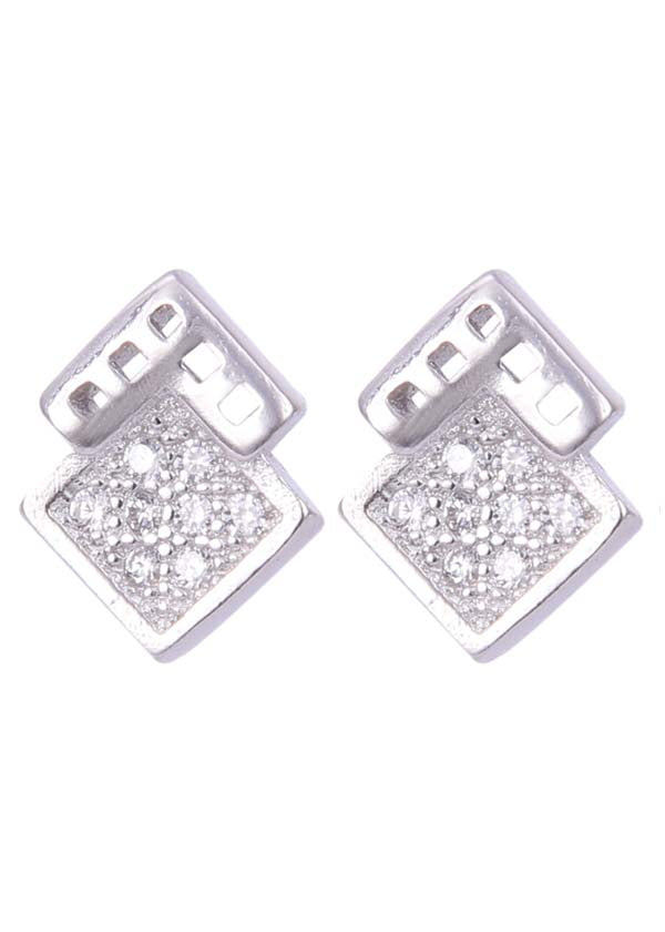 925 Sterling Silver Unique and Pair of Cubic Zircon Stud