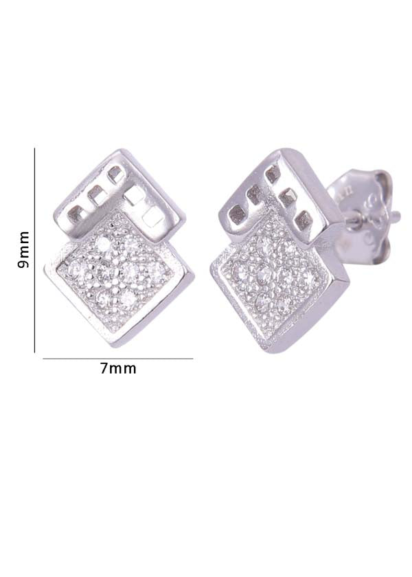 925 Sterling Silver Unique and Pair of Cubic Zircon Stud