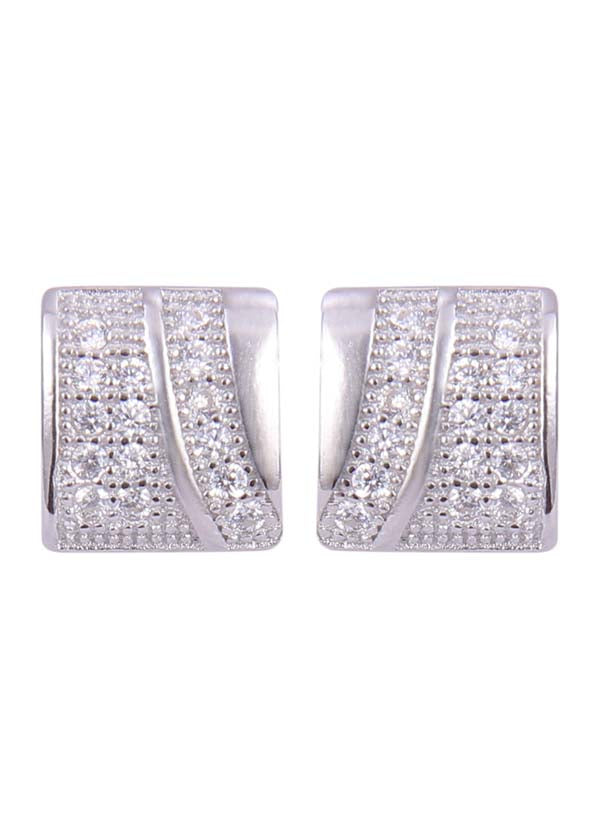 925 Sterling Silver Square Cubic Zircon Stud Earrings