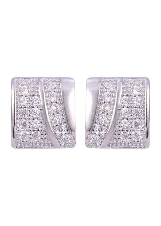 925 Sterling Silver square cubic zircon stud