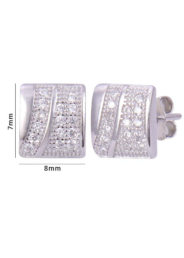 925 Sterling Silver Square Cubic Zircon Stud Earrings