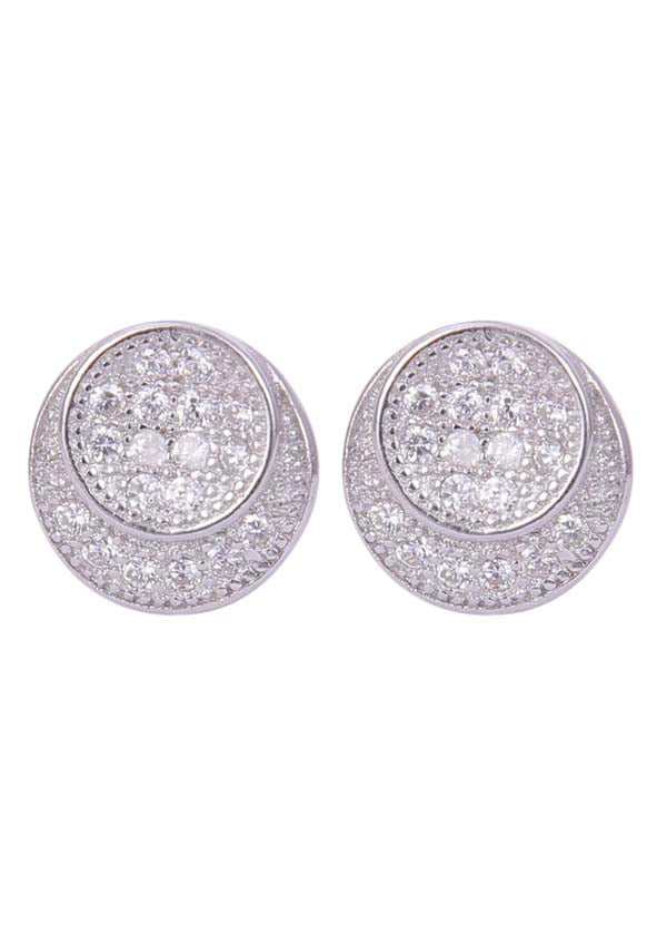 925 Sterling Silver Designer Pair of Cubic Zircon Stud Earrings