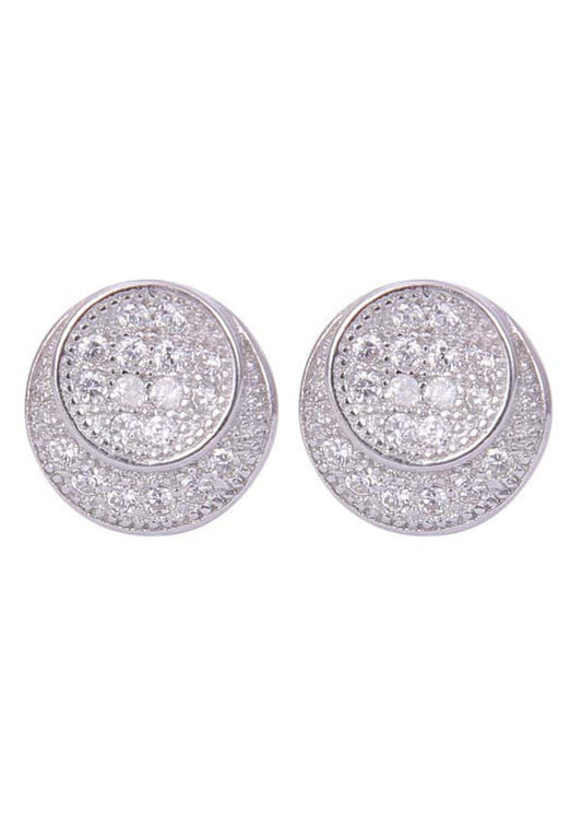 925 Sterling Silver Designer Pair of Cubic Zircon Stud