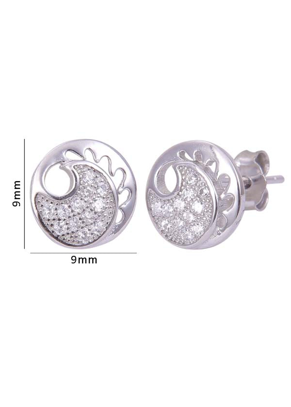 925 Sterling Silver Cute and Trendy Pair of Cubic Zircon Stud Earrings