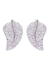 925 Sterling Silver Pretty Leaf Shape Cubic Zircon Studs