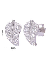 925 Sterling Silver Pretty Leaf Shape Cubic Zircon Studs