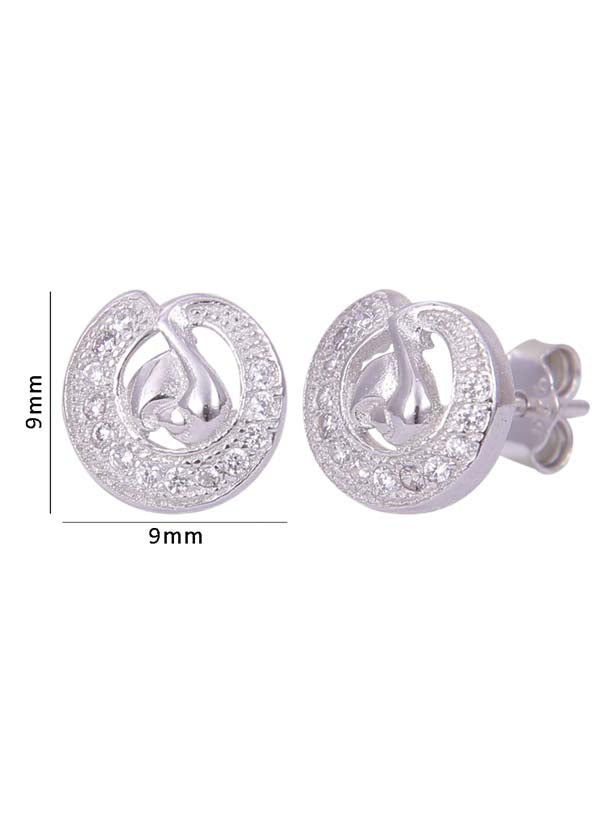925 Sterling Silver Designer Cubic Zircon Stud Earrings