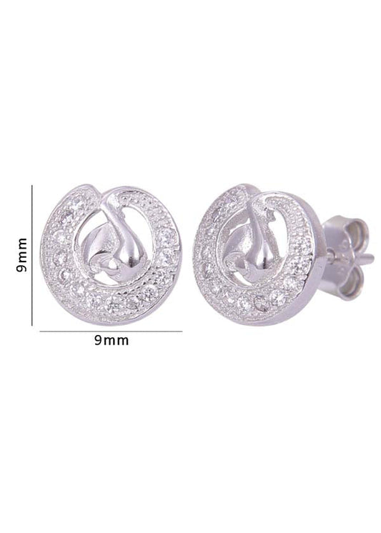 925 Sterling Silver Designer Cubic Zircon Stud