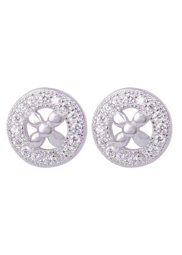 925 Sterling Silver Trendy Round Cubic Zircon Stud Earrings