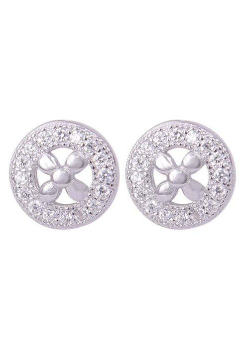 925 Sterling Silver Trendy Round Cubic Zircon Stud - Default Title - Abhooshan