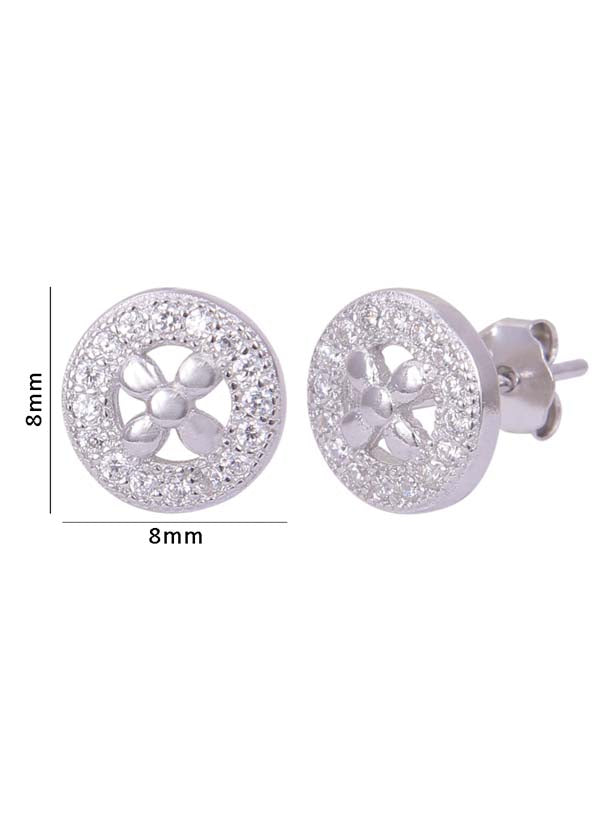 925 Sterling Silver Trendy Round Cubic Zircon Stud Earrings