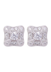 925 Sterling Silver Square Cubic Zircon Stud