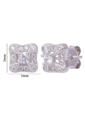 925 Sterling Silver Square Cubic Zircon Stud