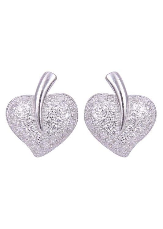 925 Sterling Silver Naughty Heart-Shaped Cubic Zircon Stud