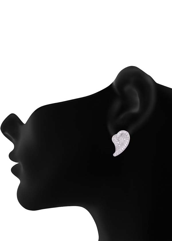 925 Sterling Silver Heart-Shaped Cubic Zirconia Studs Earrings