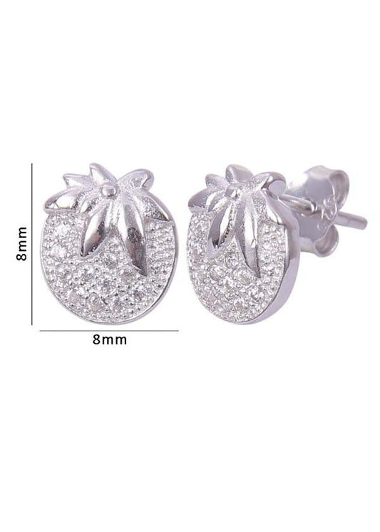 925 Sterling Silver Tomato Shape Studs Earrings