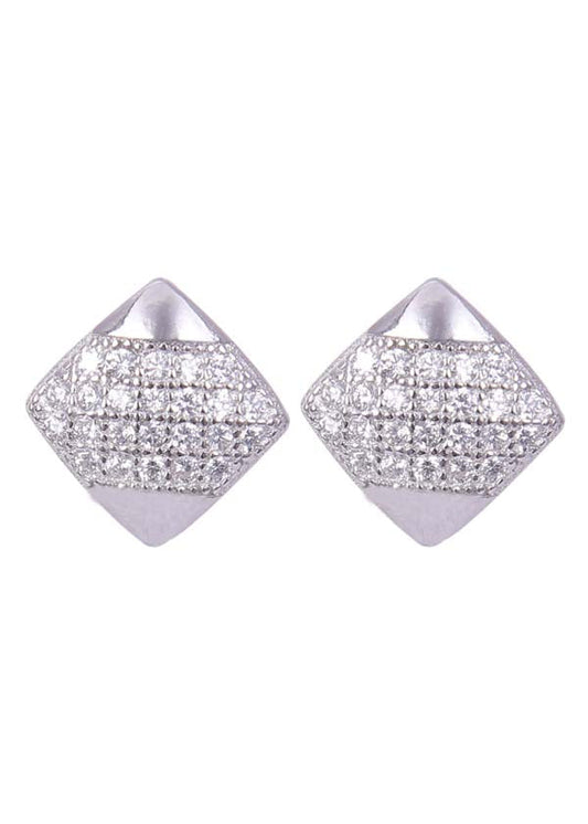 925 Sterling Silver Square Cz Studs