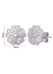 925 Sterling Silver Flower Shape Cz Studs