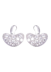 925 Sterling Silver Heart-Shaped Cubic Zirconia Studs Earrings