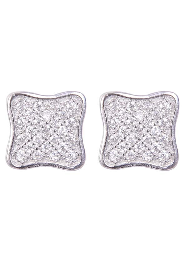 925 Sterling Silver Square Shape Cz Studs