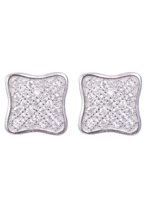 925 Sterling Silver Square Shape Cz Studs - Default Title - Abhooshan