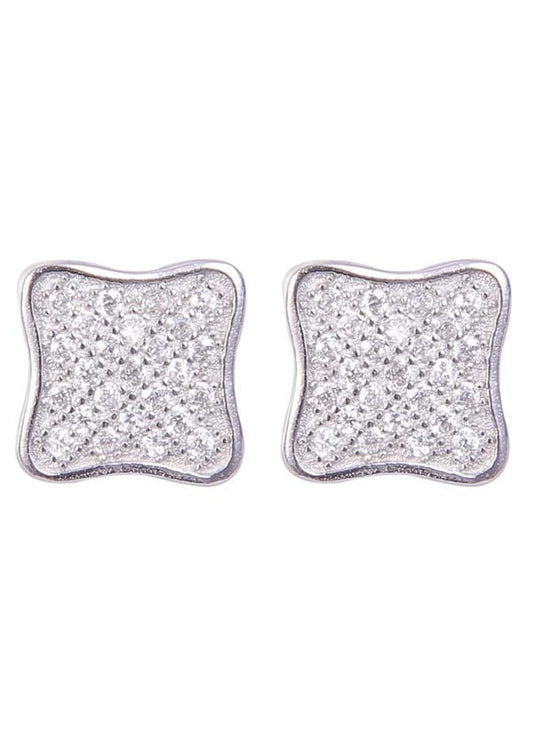 925 Sterling Silver Square Shape Cz Studs