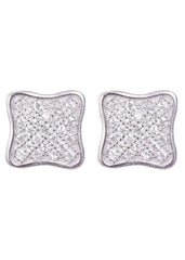 925 Sterling Silver Square Shape Cz Studs