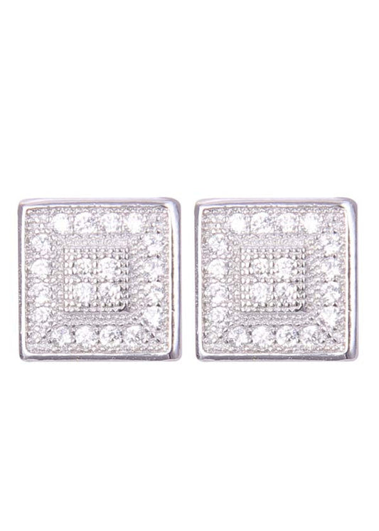 925 Sterling Silver Stylish and Trendy Square Shape Cz Studs