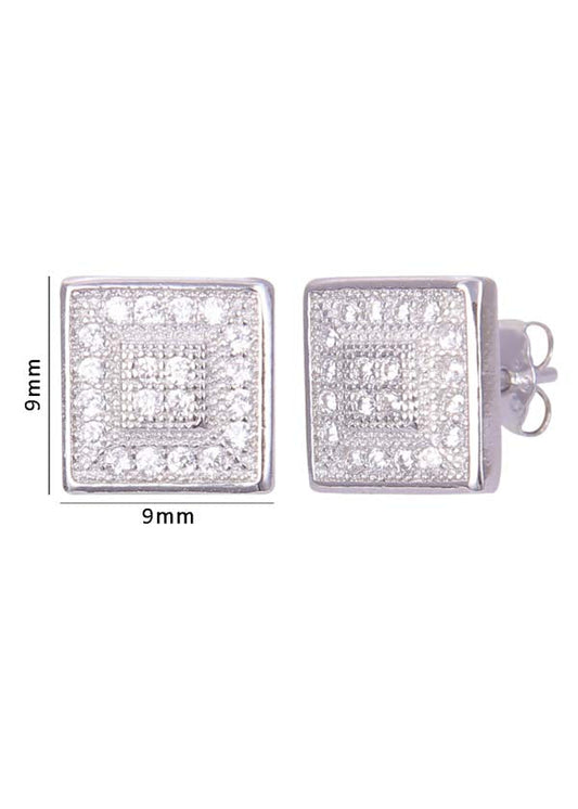 925 Sterling Silver Stylish and Trendy Square Shape Cz Studs