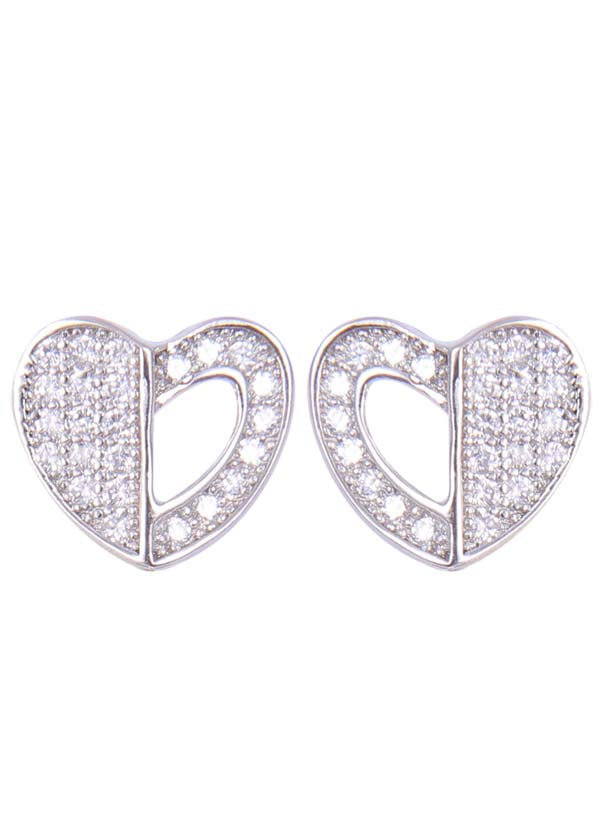 925 Sterling Silver Heart-Shaped Cubic Zirconia Studs Earrings