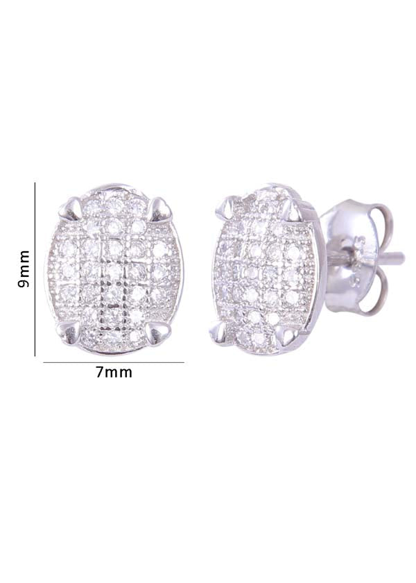 925 Sterling Silver Designer Oval Shape Cz Studs