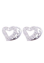 925 Sterling Silver  Heart-Shaped Cubic Zirconia Studs Earrings