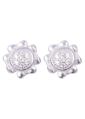 925 Sterling Silver Designer Flower shape Cz Studs