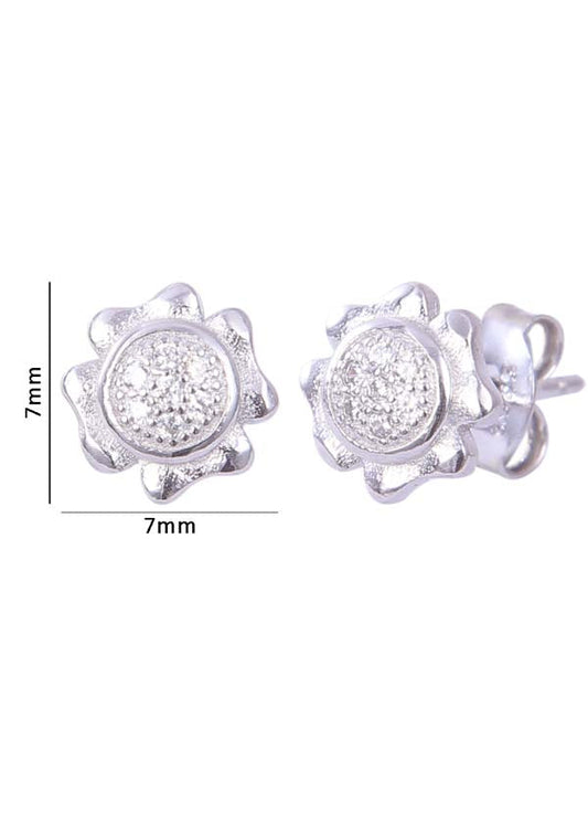 925 Sterling Silver Designer Flower shape Cz Studs